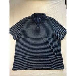 UNTUCKit Peyton Mens XXL Cotton Polo Shirt 41145 Regular Navy Blue White Striped